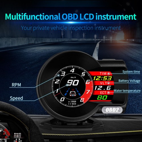 Car OBD2 GPS Head Up Display HUD Odometer Speedometer Alarm Engine Data Reader U - Picture 8 of 12