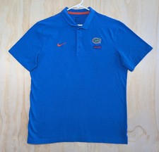 Nike Men's Large Florida Gators Golf Polo Shirt Blue Stretch Short Sleeve