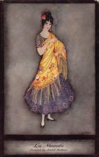 B305 Fashion 1914 La Manola by Jennie Harbour Cigarette Smoking postcard