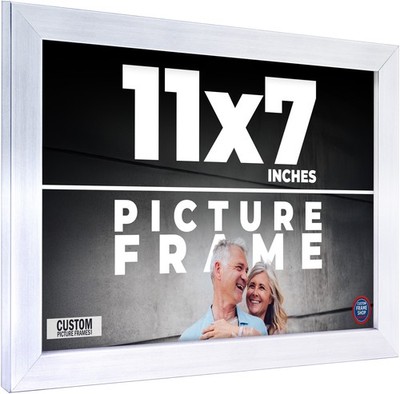 11x7 Frame Silver Real Wood Picture Frame Width 0.75 inches | Interior Frame Dep