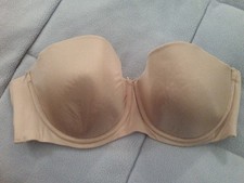 H&M beige strapless underwired bra uk 34D  usa 34C   euro 75D   france 90D