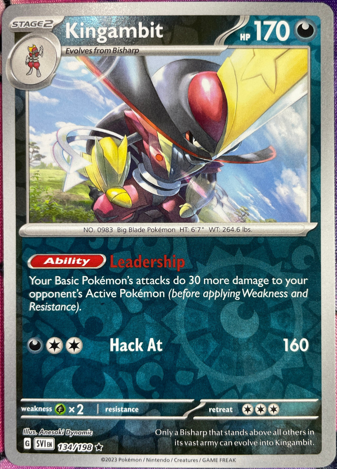 Kingambit Reverse Holo Rare - 134/198 - Scarlet & Violet Base Pokemon 2023