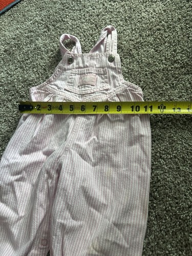 Vintage 90s Pink And White Stripe Oshkosh Short Overalls 12M? See Description - Picture 3 of 5