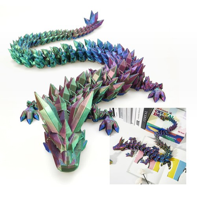 #ad 30quot; Large 3D Printed DragonFlexible Articulated Crystal Dragon Fidget ToyCo... $43.59