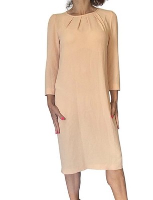 Women's Moschino Cheap & Chic Vintage Dress Peach Crepe 3/4 Sleeve Shift 6