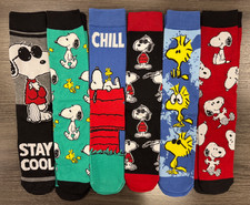 Brand New - One Size Fits Most - Peanuts - Snoopy - 6 Pair Crew Socks