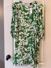 NWT Ann Taylor Women’s Side Tie Wrap Sheath Dress Floral Green  Size 0 $159