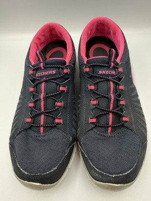 Skechers Flex Women Black Pink Athletic Walking Sneakers Size 8 Running Shoes