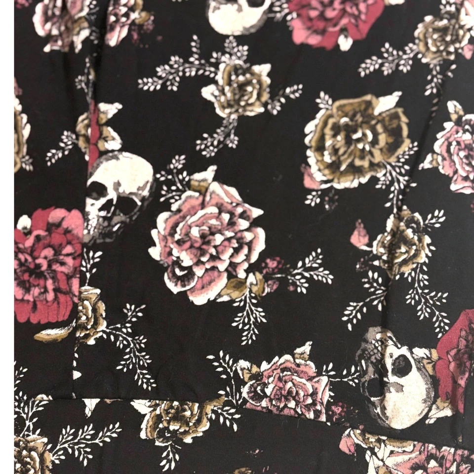 GOTHCORE Negro Floral Estampado Calavera Leggings Pantalones Capricho 2X 18 20 Foto 2 de 4
