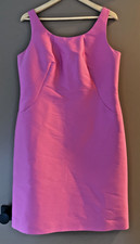 Banana Republic Fuchsia Pink Silk Wool Sleeveless Fitted Sheath Dress Size 14