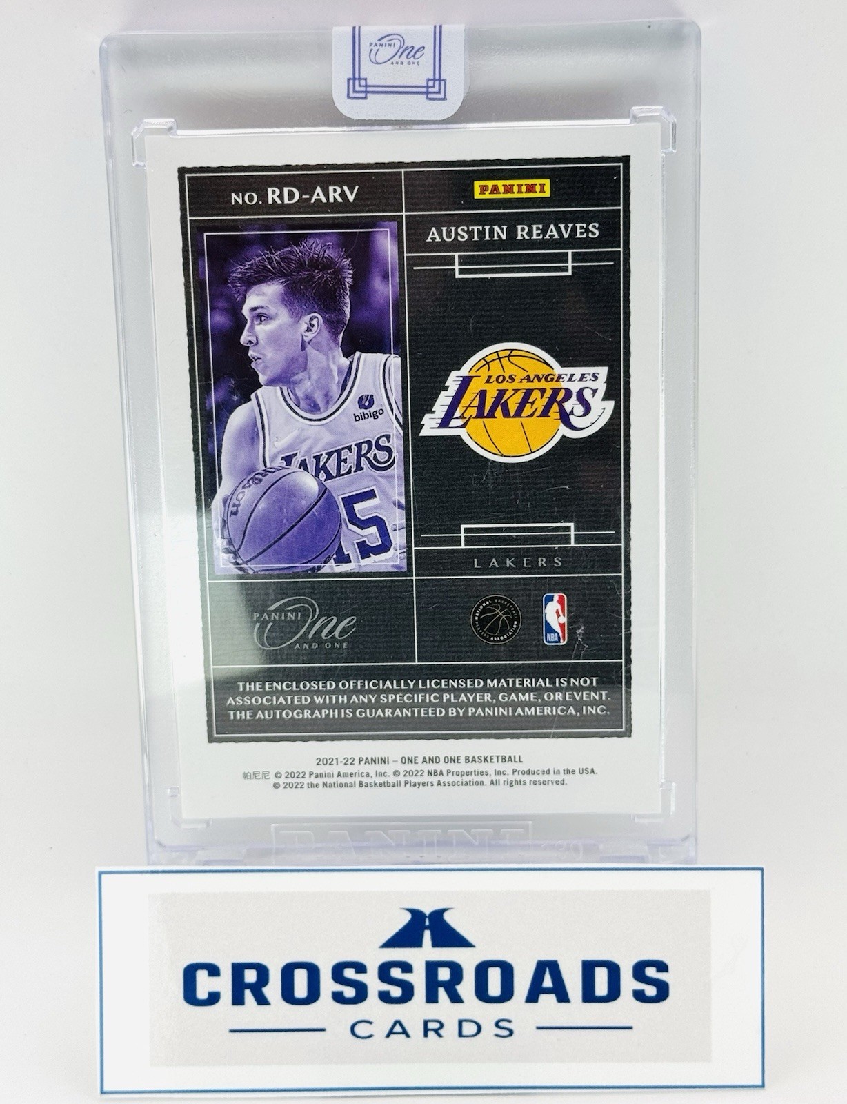 2021-22 Panini One And One Austin Reaves Rookie Dual Patch Auto RD-ARV 69/99 view 2