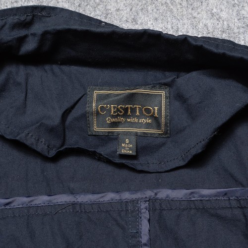 C’Esttoi Jacket Womens Small Navy Blue Utility Cotton Drawstring Safari Pockets - Picture 6 of 11