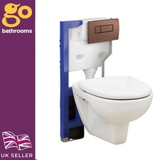 WC Mount Frame Concealed Cistern Wall Hung Toilets & Bronze Flush Plate 820mm