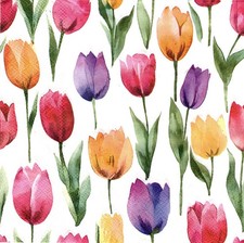 (2) Dos servilletas de almuerzo de papel para decoupage/medios mixtos - patrón de tulipán