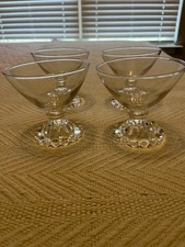 Set of 4 Vintage Glass Dessert Bowls With Bubble "Boopie" Base - No Original Box