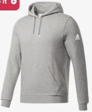 adidas Youth Medium Training Fleece Crew Hoodie Boys 12 14 Grey Cotton Pullover