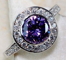 2CT Amethyst  White Topaz 925 Solid Sterling Silver Ring Jewelry Sz 6 MK1-1