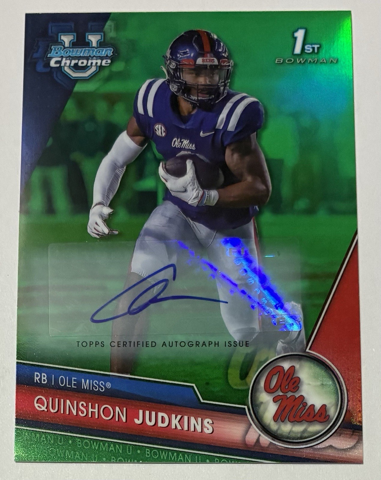 2023 Bowman U Chrome Prospect Green Refractor 26/99 Quinshon Judkins #135 Auto