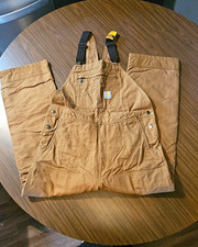 Carhartt Men  s Insulated Loose Fit Bib Overalls Brown Canvas Cotton OR4031-M