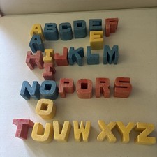 29 Vintage 2 Inch Mattel Tuff Stuff ABC's Alphabet Letter Blocks 1971