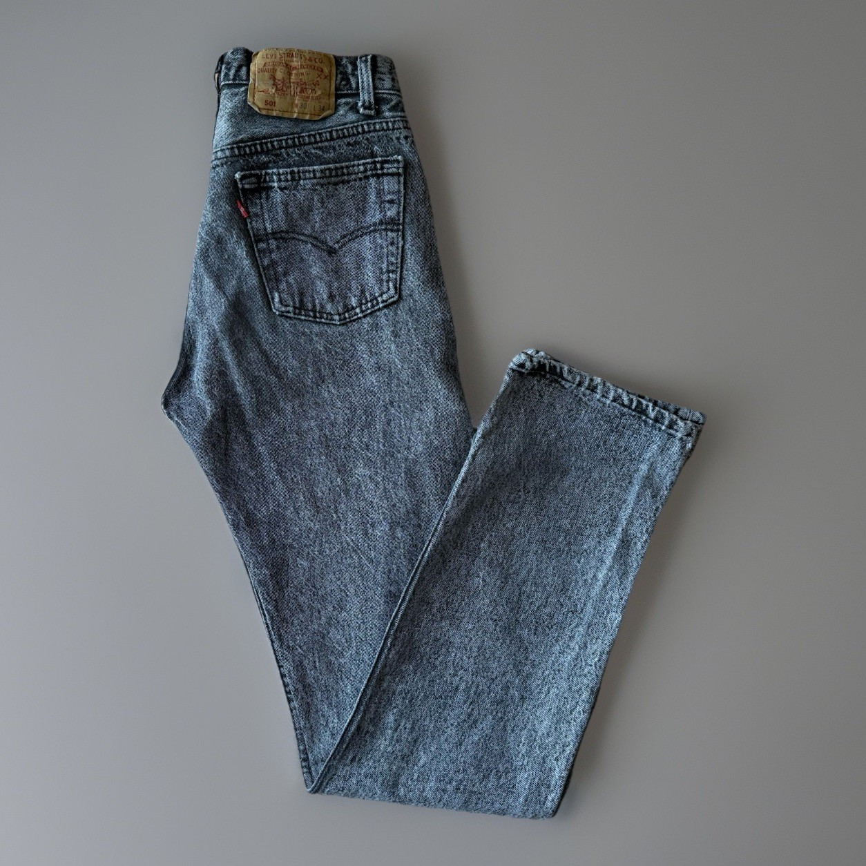 Vintage Levis 501 Jeans 29 Black Stone Wash 80s Denim Made in USA Workwear