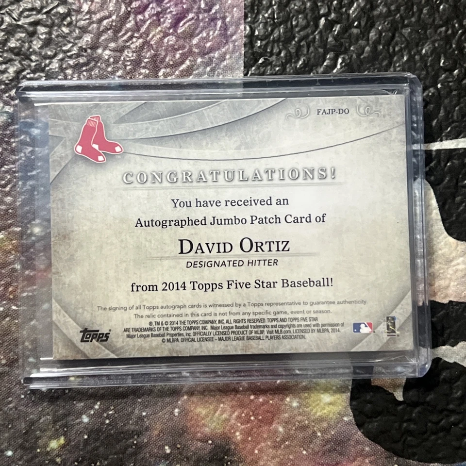 🔥David ORTIZ🔥2014 Topps Five Star Jumbo Parche en Tarjeta AUTO #FAJP-DO 4/5 HOF🔥 Foto 2 de 4