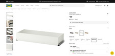 IKEA KOMPLEMENT White Drawer with Rails Fits 100x35cm Wardrobe Frame Drawer Unit