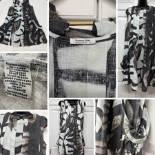 banana blue Australia M Tan Ink Combo Avant-garde Printed Linen Dress Tunic