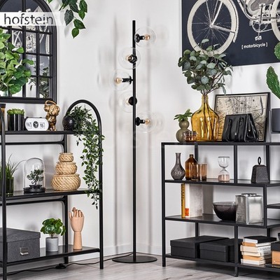 HOFSTEIN Fossobiubo Stehlampe Metall/Glas Schwarz/Klar Wohnzimmer Stehleuchte