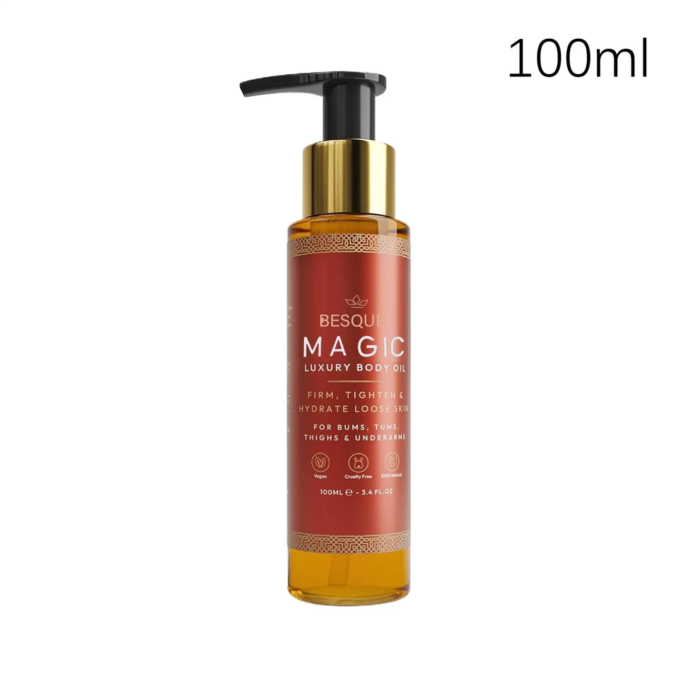 Aceite corporal BESQUE Magic Luxury - Reafirma e hidrata la piel 100 % natural 100 ml Foto 2 de 3