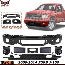 Front Bumper Paintable Steel Fog Lights Assembly Kit For 2009-2014 Ford F-150