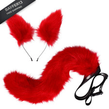 LUZTACT Fox Ears and Tail Set Red Fluffy Headband Standard,