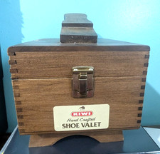 Vintage KIWI Hand-crafted Shoe Groomer Valet Wood Shine Dovetail Box