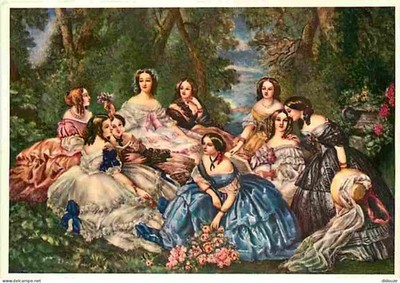 Postcard - Art - Painting - F X Winterhalter - Empress Eugenie Surrounded