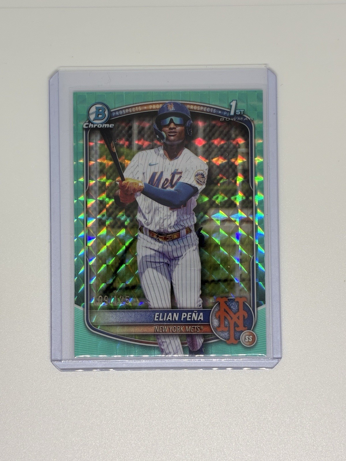 2025 Bowman Chrome - Prospects Elian Pena #BCP-155 Aqua Geometric /125