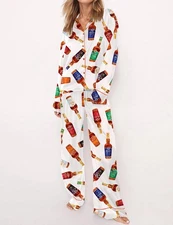 Full Set Of Kentucky Bourbon Whiskey Satin Pajama Set Long Lounge Set Sleepwear