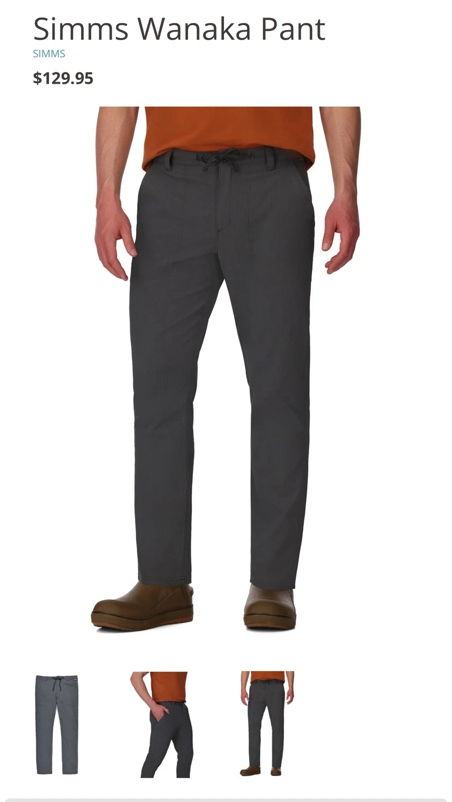 Simms Wanaka PANT Slate Grey 34 Waist Regular Casual Fishing Pants MSRP 129.00