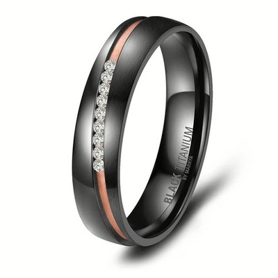 Damenring Partnerring Verlobungsring Schwarz Black Titanium Rosé Marrya DBT-05