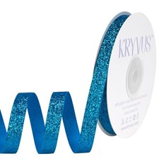 Turquoise Glitter Ribbon, 3/8 Inch x 25 Yards Turquoise Cut Edge Christmas Ri...