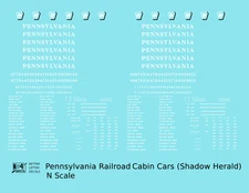 K4 N Scale Decals Pennsylvania Railroad PRR Cabin Car Caboose Shadow Herald