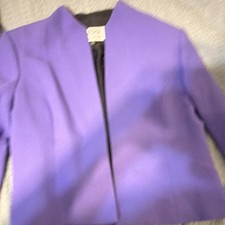 Kasper Petite Purple Open Front Lined Collared Jacket 10P Business Solid
