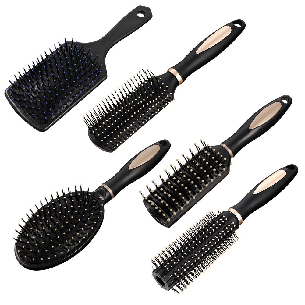 Brosse démêlante anti-casse en lot de 5 pour dompter les nœuds sans douleur