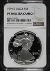 1991-S (PF70 Ultra Cameo) 1 oz Proof American Silver Eagle $1 NGC