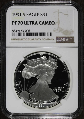 1991-S (PF70 Ultra Cameo) 1 oz Proof American Silver Eagle $1 NGC