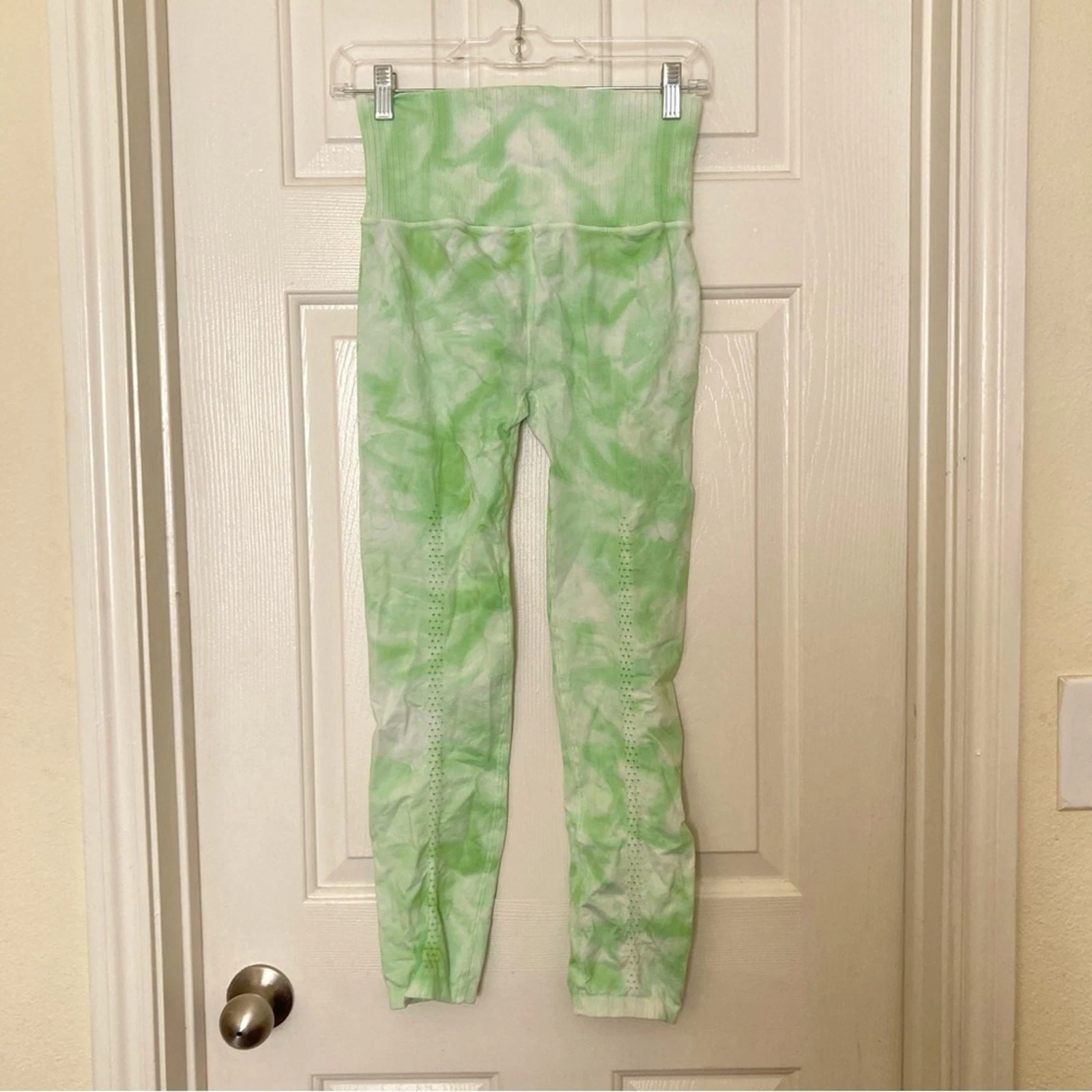 free-people-movement good karma tie-dye electric pistachio leggings
