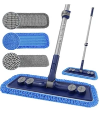 Mops for Floor Cleaning 3 Thickened Washable Pads，Floor Dusters Wet Dry Dust Mop