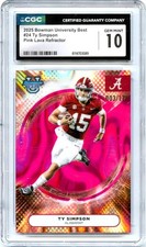 TY SIMPSON RC 2025 BOWMAN U BEST PINK LAVA REFRACTOR ROOKIE SP 3/175 CGC 10 GEM