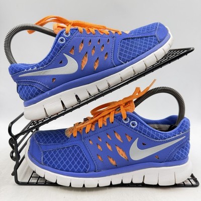 Nike Flex 2013 Run blau orange Turnschuhe Größe UK 3,5 Damen Laufen Fitnessstudio 580440-500