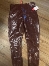 Spanx Women's Faux Patent Leather Leggings Ruby 20301R NWT Sz L