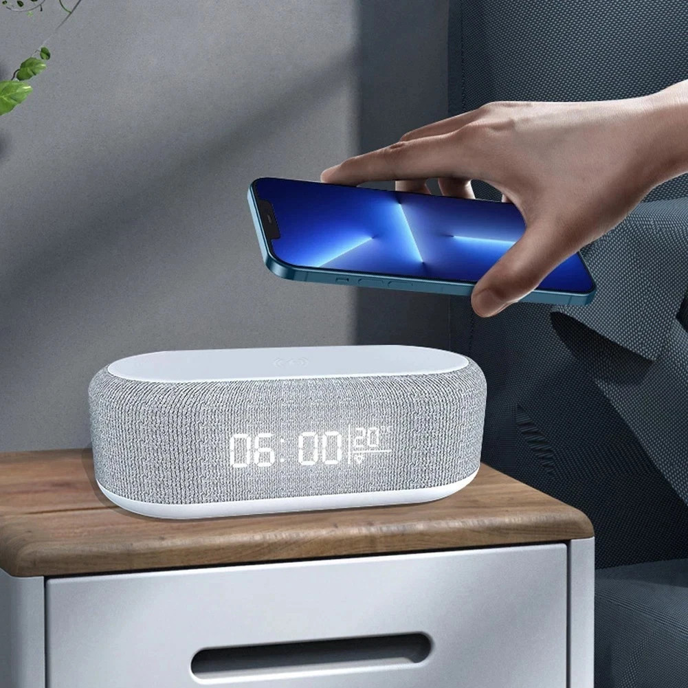 6 in 1 Alarm Clock Wireless Charger Charging Station With Speaker / Thermometer